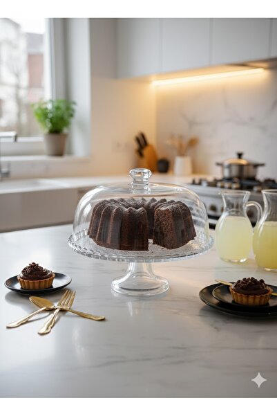 abnturk Zarif Sunum Plastik Kek Fanusu Tazelik Korumak ve Şık Sunum 26 x 18