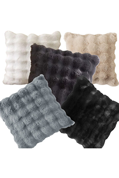 TodayShop Față de pernă din blană artificială cu model 3D cu bule, elegantă ș...