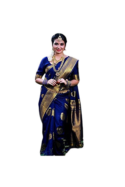 MYSMAR Blue Lichi Silk Saree - MAF5453 | Blue