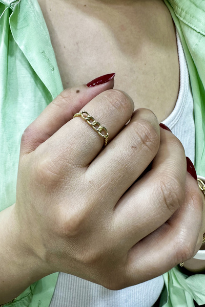 ŞAMLI ERDOĞAN 14 Ayar Altın İnce Burgu Zincir Gurmet Halka Yüzük