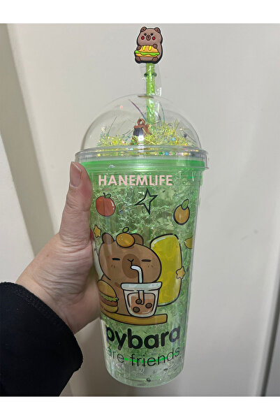 hanemlife capypara ışıklı pipetli bardak figürlü Suluk Matara kapipara bardak