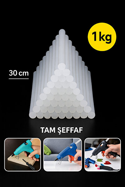 yuenze Sıcak Mum Silikon Çubuk İnce 1Kg 1.Sınıf Kalite (Tam Şeffaf)