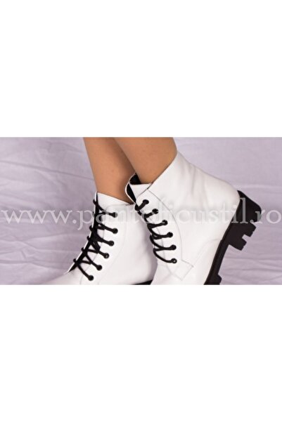 Pantoficustil Women's white leather boots