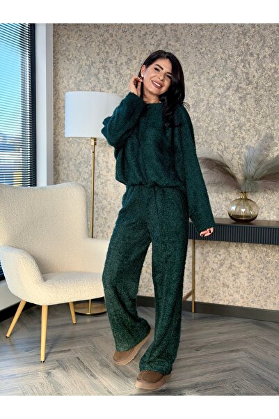 RAMONA BADESCU EXCLUSIVE Set din tricot pufos cu bluză lejeră și pantaloni wide