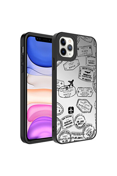 zore iPhone 11 Pro Max Compatible Mirrored Patterned Camera Protected Glossy ...