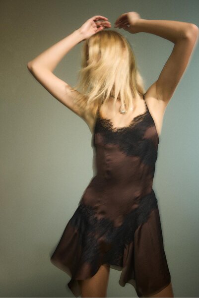 Stradivarius Lace-trimmed mini dress