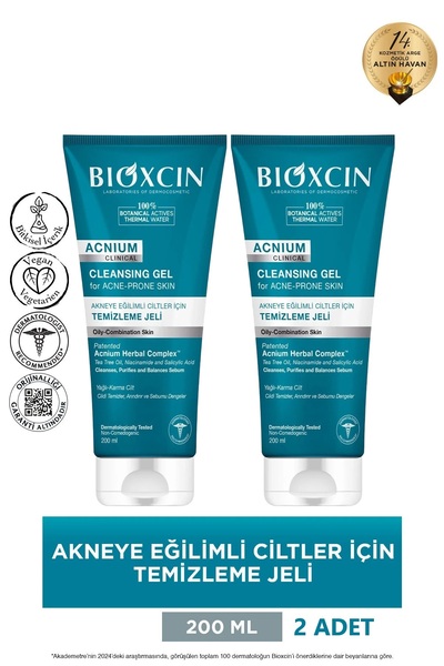 Bioxcin Acnium Sebum Dengeleyici Yüz Yıkama Jeli 2x200 ml