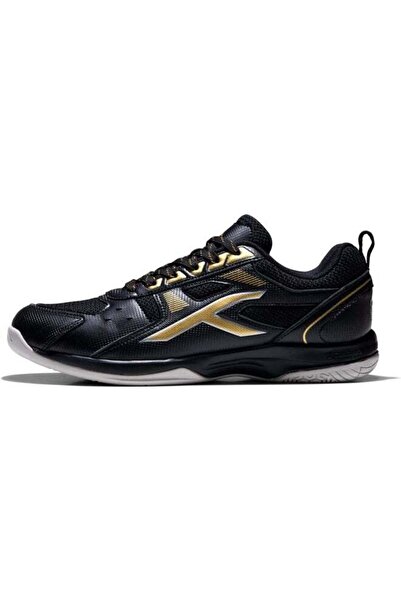Generic Handred Raze Badminton/Tennis Shoe (Unbranded) - Lightweight, Durable, X-Cushion (Black/Gold, UK 7)