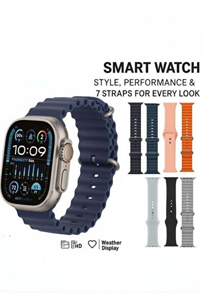 HW Smart WATCH Ultra Health Fitness Tracker Sport Watch + Replacement Band 49MM - Multicolour