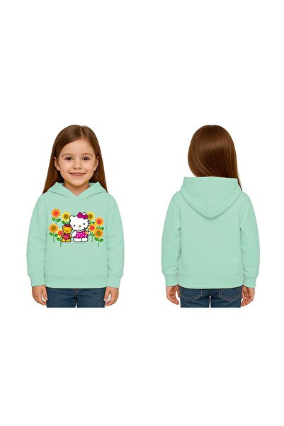 SEDİRLİ Унисекс детска блуза с качулка и принт Hello Kitty, 3-нишка, шерпа