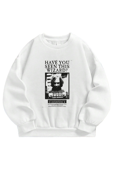 SVART WEAR سويت شيرت سيريوس بلاك وانتد مطبوع قصة فضفاضة للجنسين