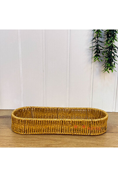 KirazEv Rattan Uzun Organizer Sepet 30x12cm