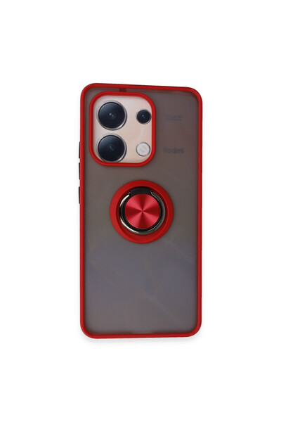 NewFace حافظة هاتف Xiaomi Redmi Note 13 4G من السيليكون مع حلقة مونتريال - أحمر