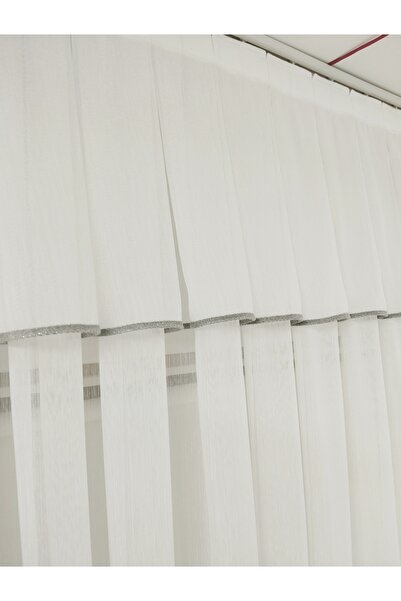 CEMRE PERDE Tül Farbelalı Gri Simli Biyeli Bambu 1/3 Sık Pile