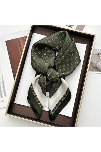 Accessories Hei Green Patterned Stylish Silk-Look Women's Accessory Scarf Foulard