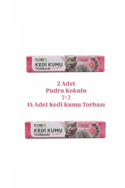 MEMS Pudra Kokulu 2 Kutu 7'li Toplam 14 Tane Kedi Kumu Poşeti Torbası 82x50 c...