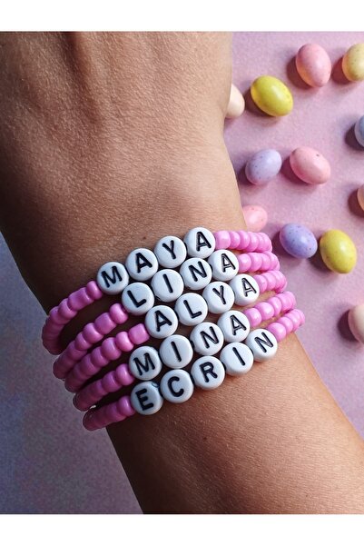 Amabel Jewelerys Karne-Yılbaşı-Bayram Hediyelik İsim Yazılı Kum Boncuk 5'lı K...