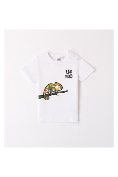 İDO I Do - Tricou pentru băieți cu imprimeu cameleon, Alb, 122-128 cm