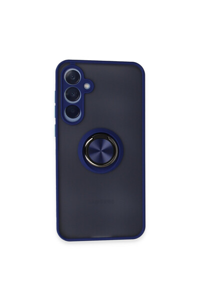 NewFace جراب سامسونج جالاكسي A25 5G غطاء سيليكون مونتريال مع حلقة - أزرق داكن