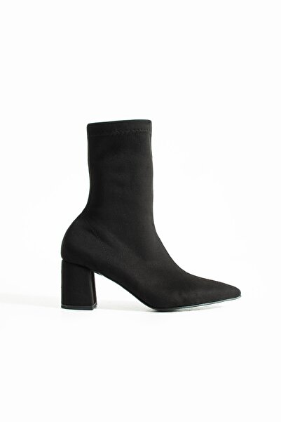 Bufu Silvia Süet Kadın Streç Sivri Burun Topuklu Bot