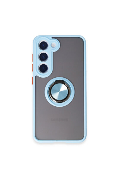 NewFace جراب سامسونج جالاكسي S23 غطاء سيليكون مونتريال مع حلقة - أزرق ثلجي