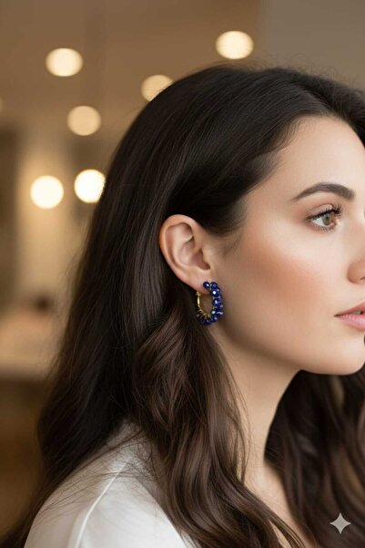 Fashion Jewellery FashionJewellery Lacivert Taşlı Küpe