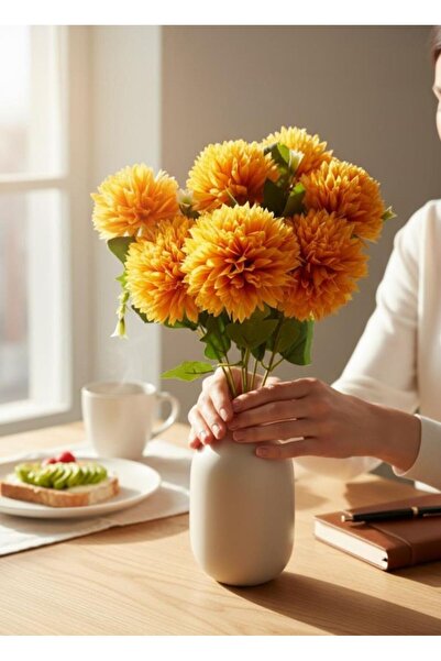 Nettenevime Artificial Flower Chrysanthemum Salmon Color Snowball Large Size 7 Balls 40cm