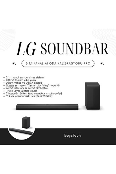 LG Dolby Atmos Destekli 3.1.1 Kanal Güçlü Sinema Deneyimli Soundbar + Güçlü K...