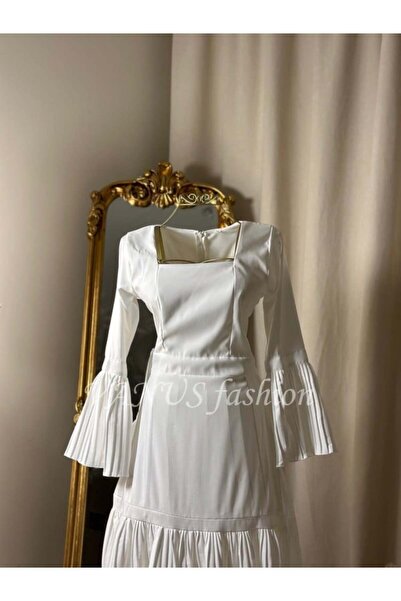 vanus fashion فستان ميدي ابيض 4285