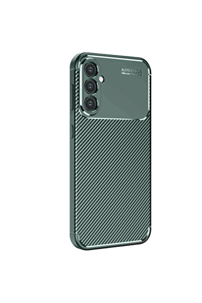 NewFace حافظة سامسونج جالاكسي S25 ذات غطاء كربوني بتركيز تلقائي - أخضر داكن