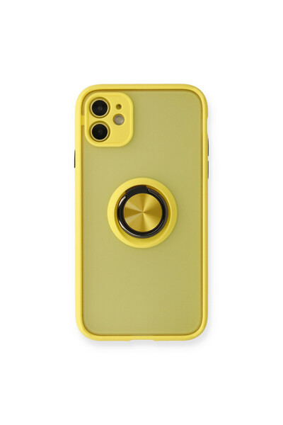 NewFace جراب آيفون 11 غطاء سيليكون مونتريال مع حلقة - أصفر