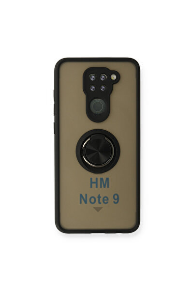 NewFace غطاء حماية سيليكون لهاتف Xiaomi Redmi Note 9 مع حلقة مونتريال - أسود