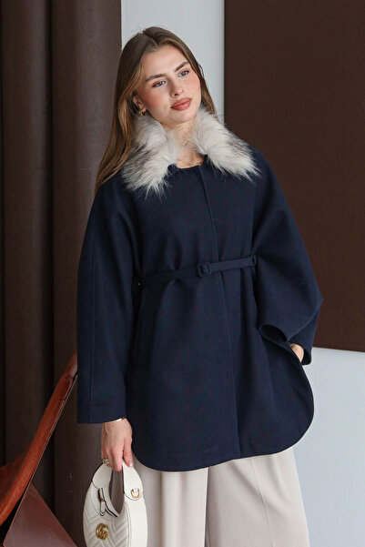 Emiles Kürklü Kaşe Pelerin