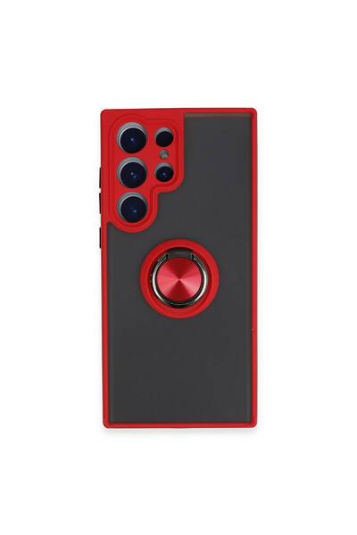 NewFace غطاء سيليكون لهاتف سامسونج جالاكسي S23 الترا مع حلقة مونتريال - أحمر