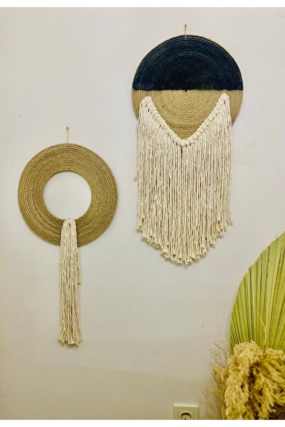 kattuna مجموعة ديكورات جدارية أفريقية بوهيمية من سلسلة الجوت، طقم من قطعتين