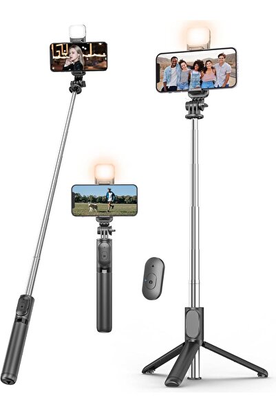 NEONI عصا سيلفي مزودة بإضاءة تعبئة، وحامل ثلاثي القوائم للهاتف قابل للتمديد ب...