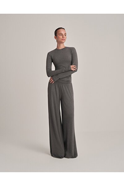 lessandromance FIT KESIM UZUN KOLLU T-SHIRT ANTRASİT MELANJ