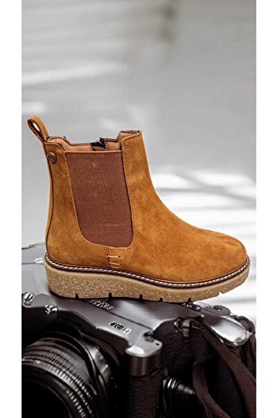 Mammamia Er-4650-Kş Genuine Suede Leather Rubber Detailed Rubber Sole Zippered Boots