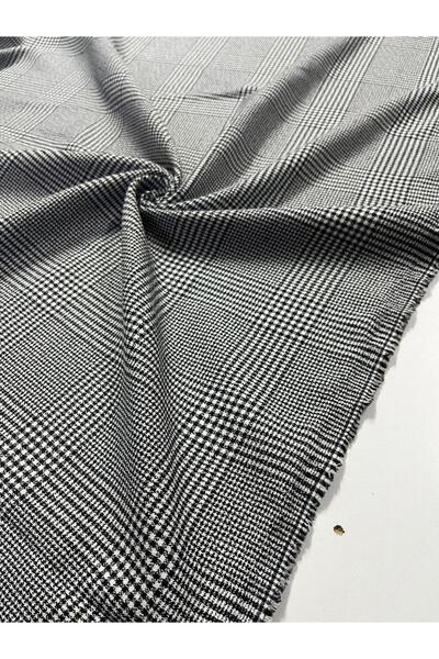 Kumaş sever قماش فلانيل منقوش باللون الرمادي والأسود، مزيج من الصوف والقطن، قماش للبنطلونات والسترات والصدريات