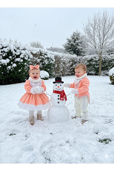 Tozpembebaby Twin Dress and Tuxedo Set - Birthday Set - Salmon Set