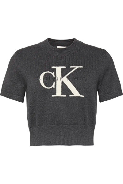 Calvin Klein CHUNKY COTTON GRAPHIC VEST Kadın Gri T-Shirt