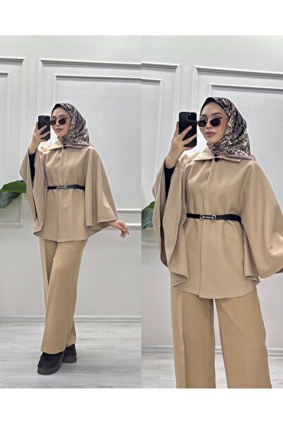 moda acar Belt-Detail Poncho