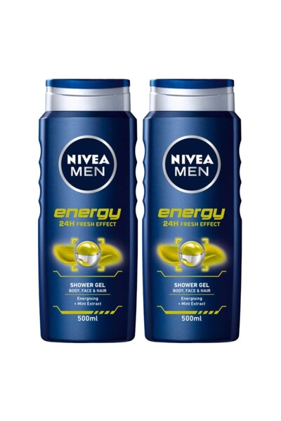 Nivea Men Set 2 x Gel de Dus Energy, cu Extract de Menta, 500 ml
