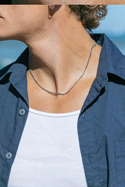 Santalio Figaro Model Stainless Steel Chain Necklace Silver Color - 3 mm