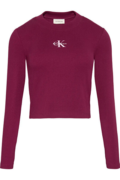 Calvin Klein LS MONOLOGO BABY TEE Kadın Bordo Uzun Kollu T-Shirt