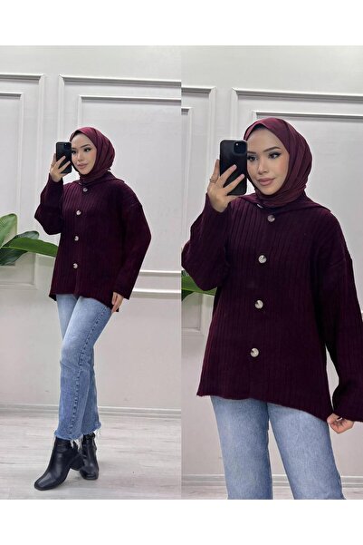 moda acar Shirt Collar Buttoned Cardigan