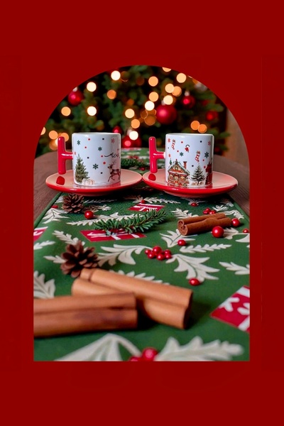 DVOYAGE 2-Piece New Year's Elegans Porcelain Turkish Coffee Cups - Special Se...