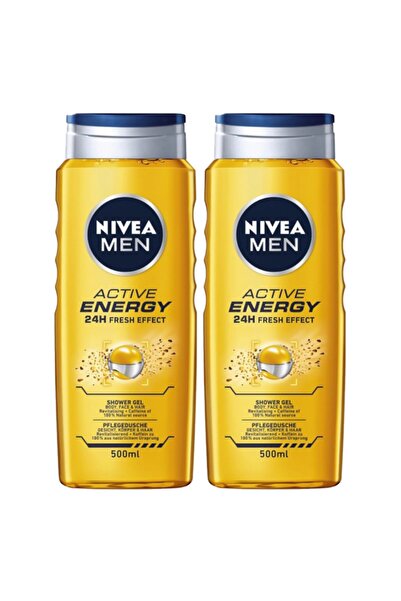 Nivea Men Set 2 x Gel de Dus Active Energy, cu Cafeina, 500 ml