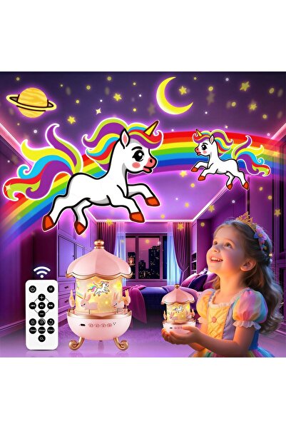 Generic Onefire Night Light for Kids - 15 Sound Machine, 15-Film Star Projector (Pink)