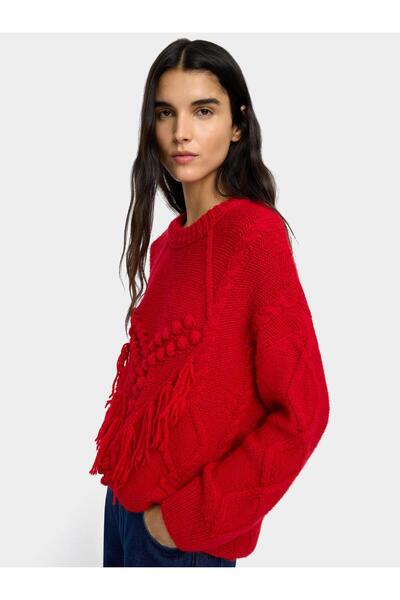 PARFOIS Püsküllü ve Kabartmalı Örme Kazak